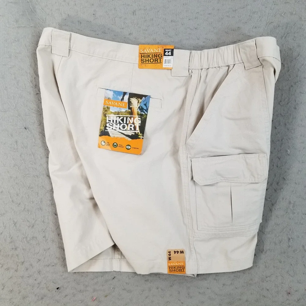 Savane Hiking Shorts Mens 44 Stone Beige Cargo UPF 30 Cotton Comfort Waist New
